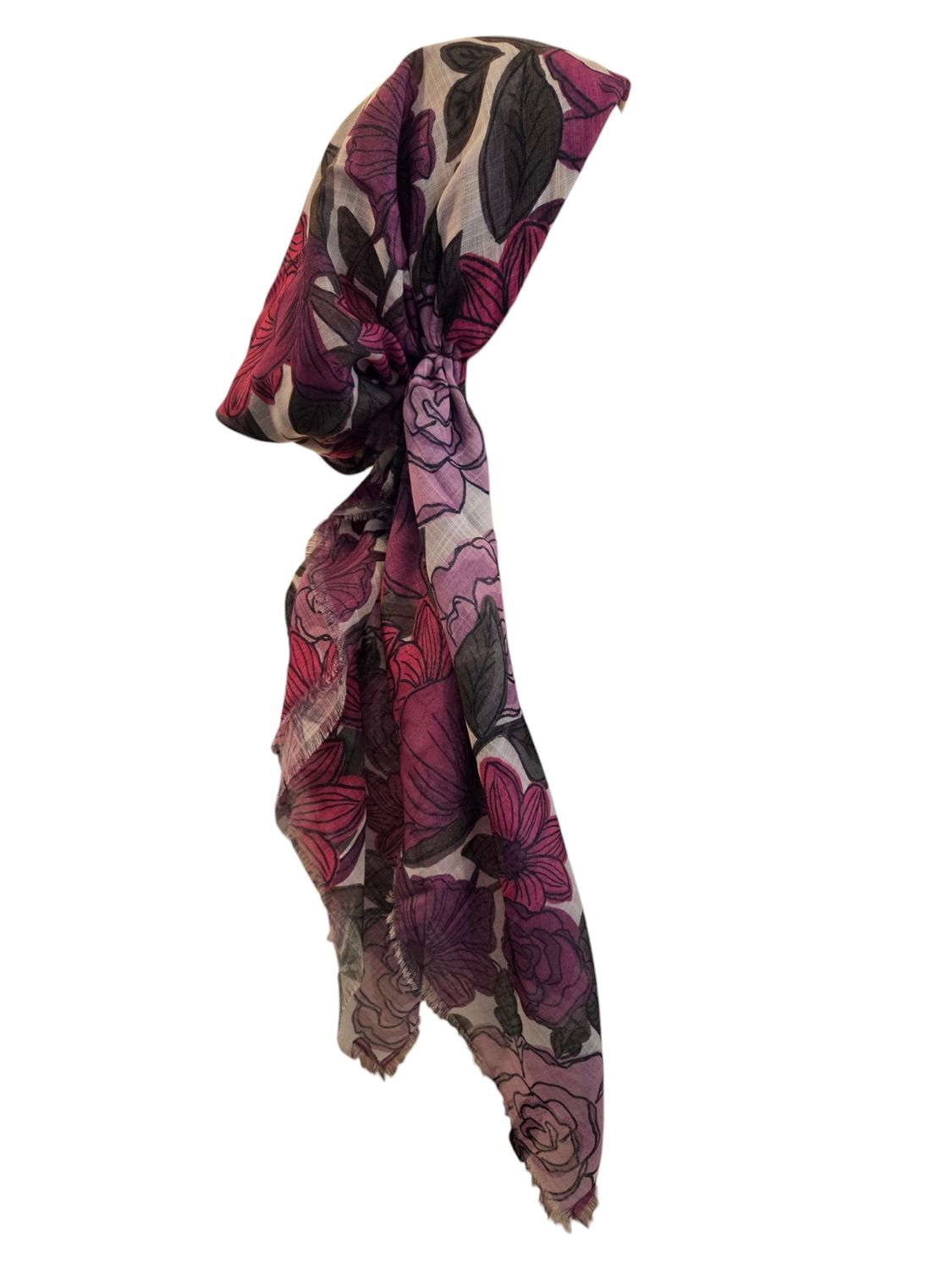 Purple Spring Flowers - soft fringes pretied tichel