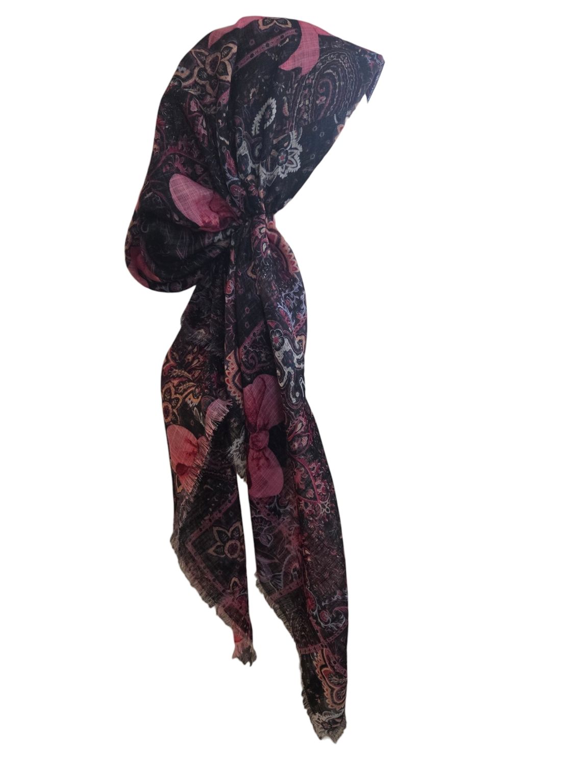 Black bows n' colors - soft fringes pretied tichel