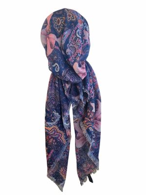 Navy bows n' colors - soft fringes pretied tichel
