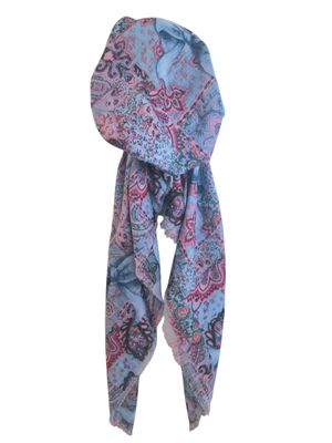 Sky blue bows n' colors - soft fringes pretied tichel