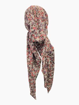 Light gray - mini floral - soft fringes pretied tichel
