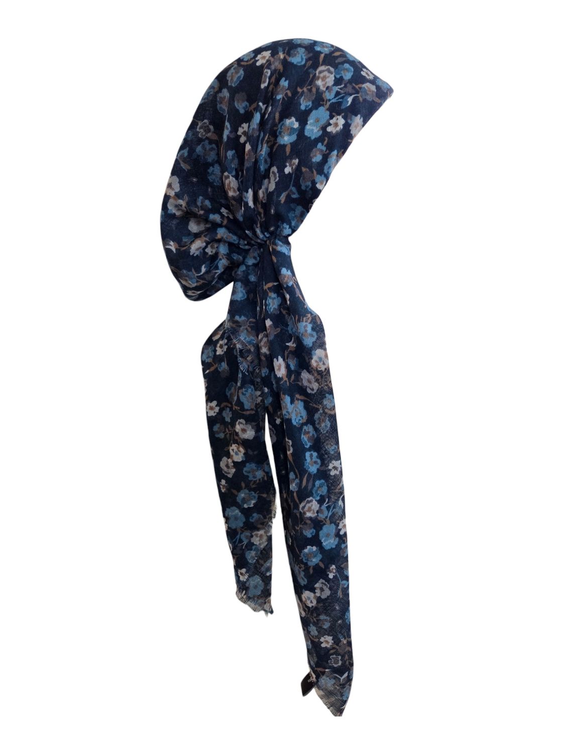 Teal/blue painted petals - soft fringes pretied tichel