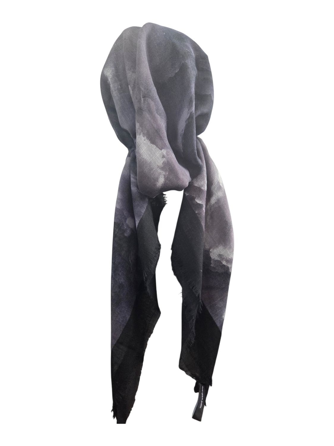 Black border tie dyed - soft fringes pretied tichel