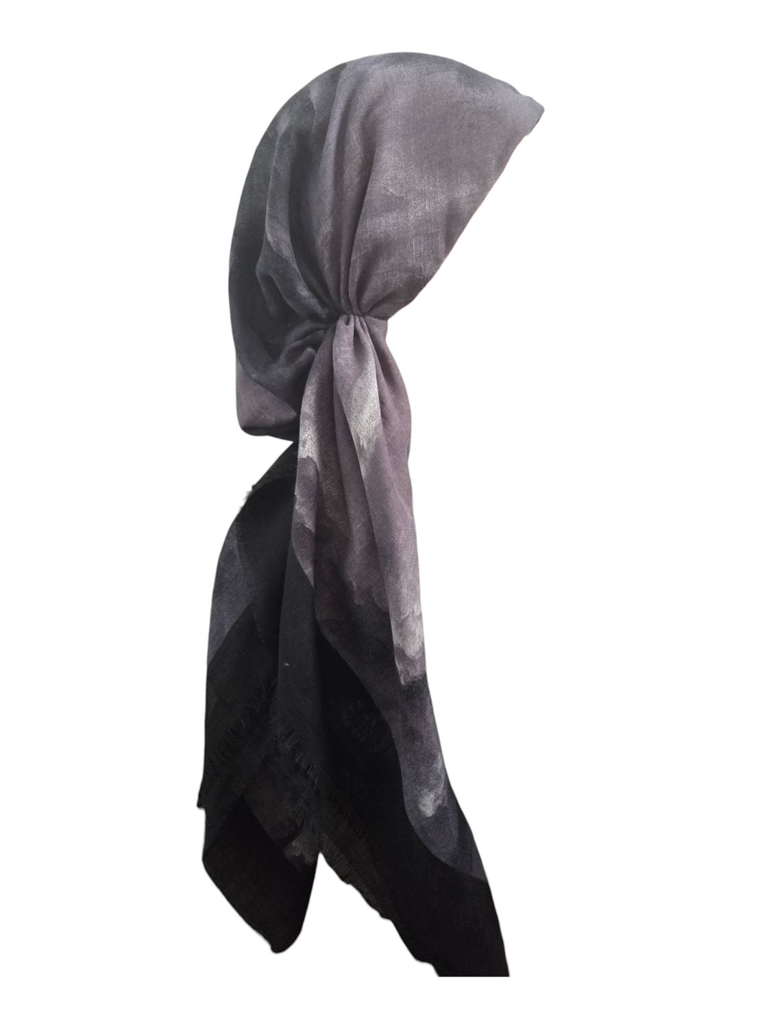 Black border tie dyed - soft fringes pretied tichel