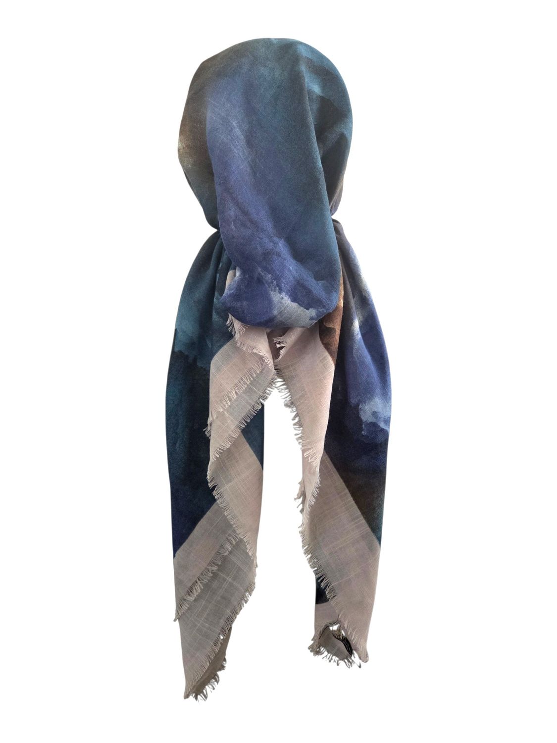 Stone border tie dyed - soft fringes pretied tichel