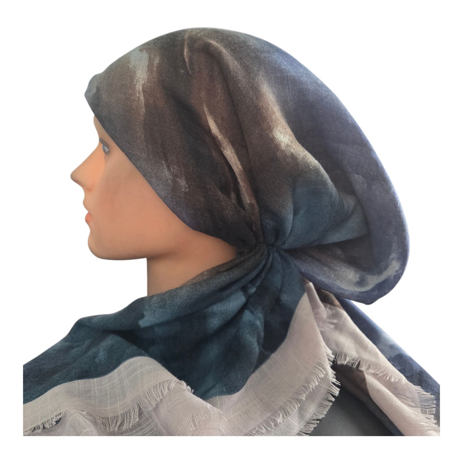 Stone border tie dyed - soft fringes pretied tichel