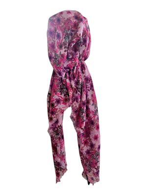Pink floral garden - soft fringes pretied tichel
