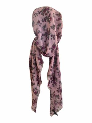 Light pink floral garden - soft fringes pretied tichel
