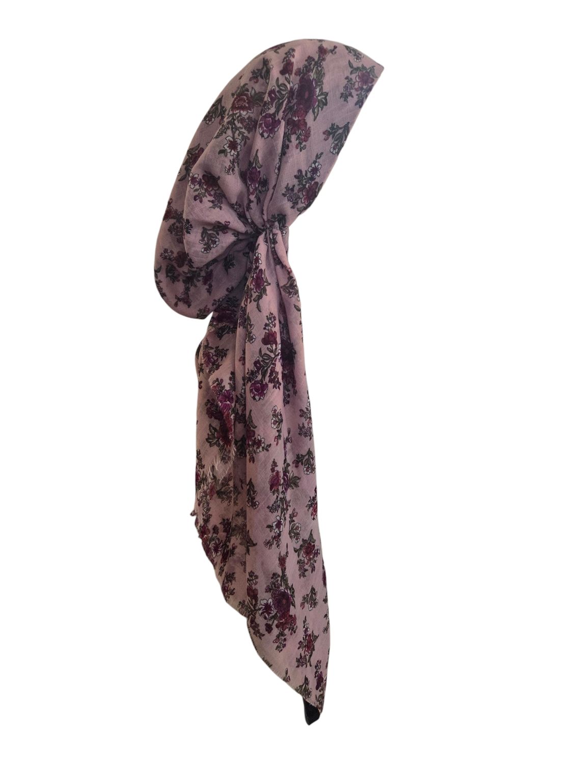 Light pink floral garden - soft fringes pretied tichel
