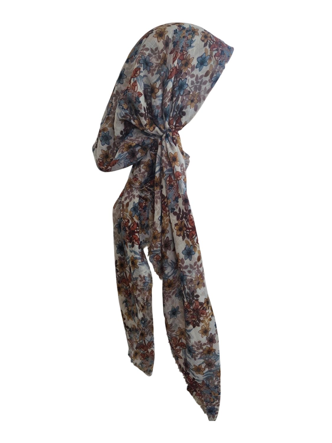 White floral garden - soft fringes pretied tichel