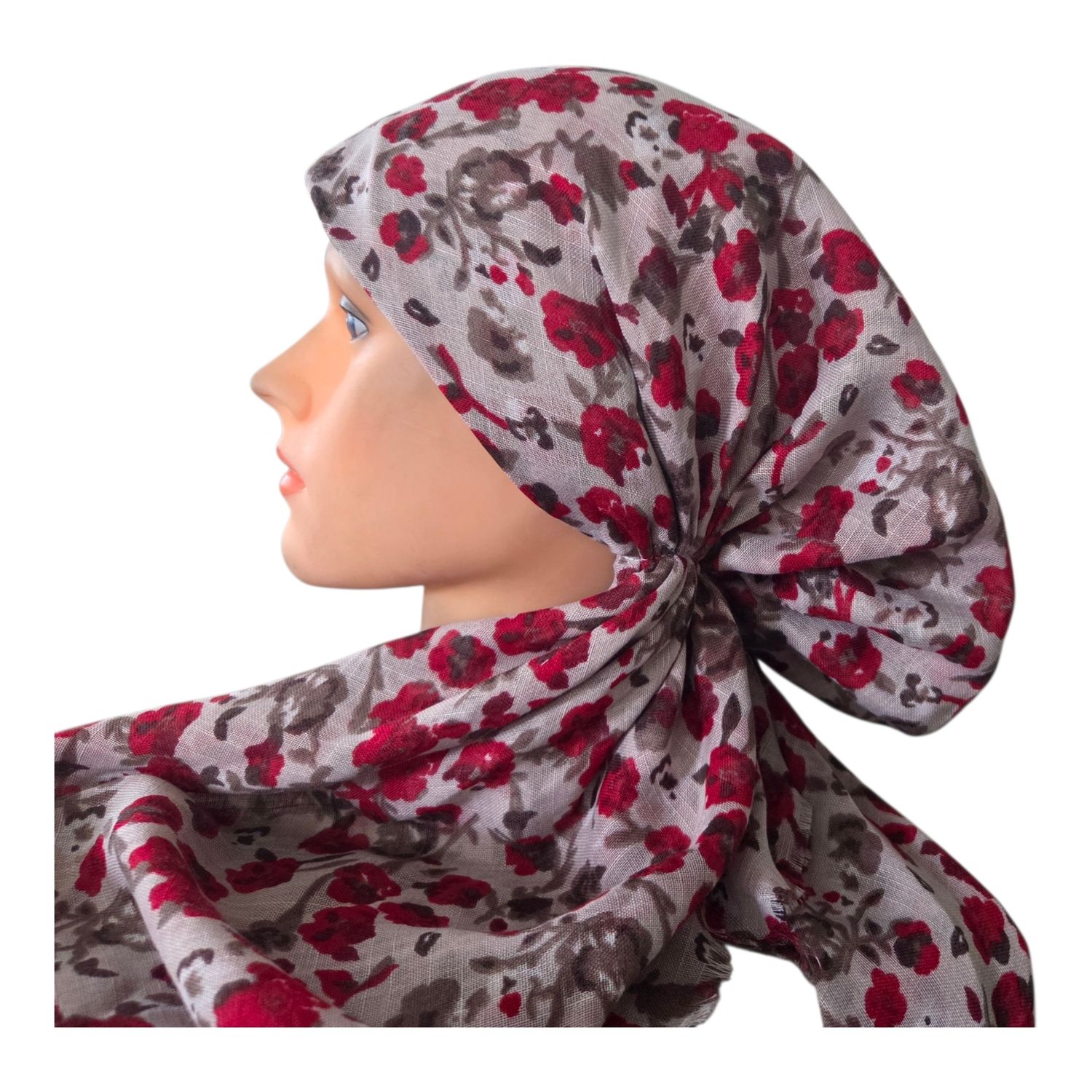 Stone floral garden - soft fringes pretied tichel