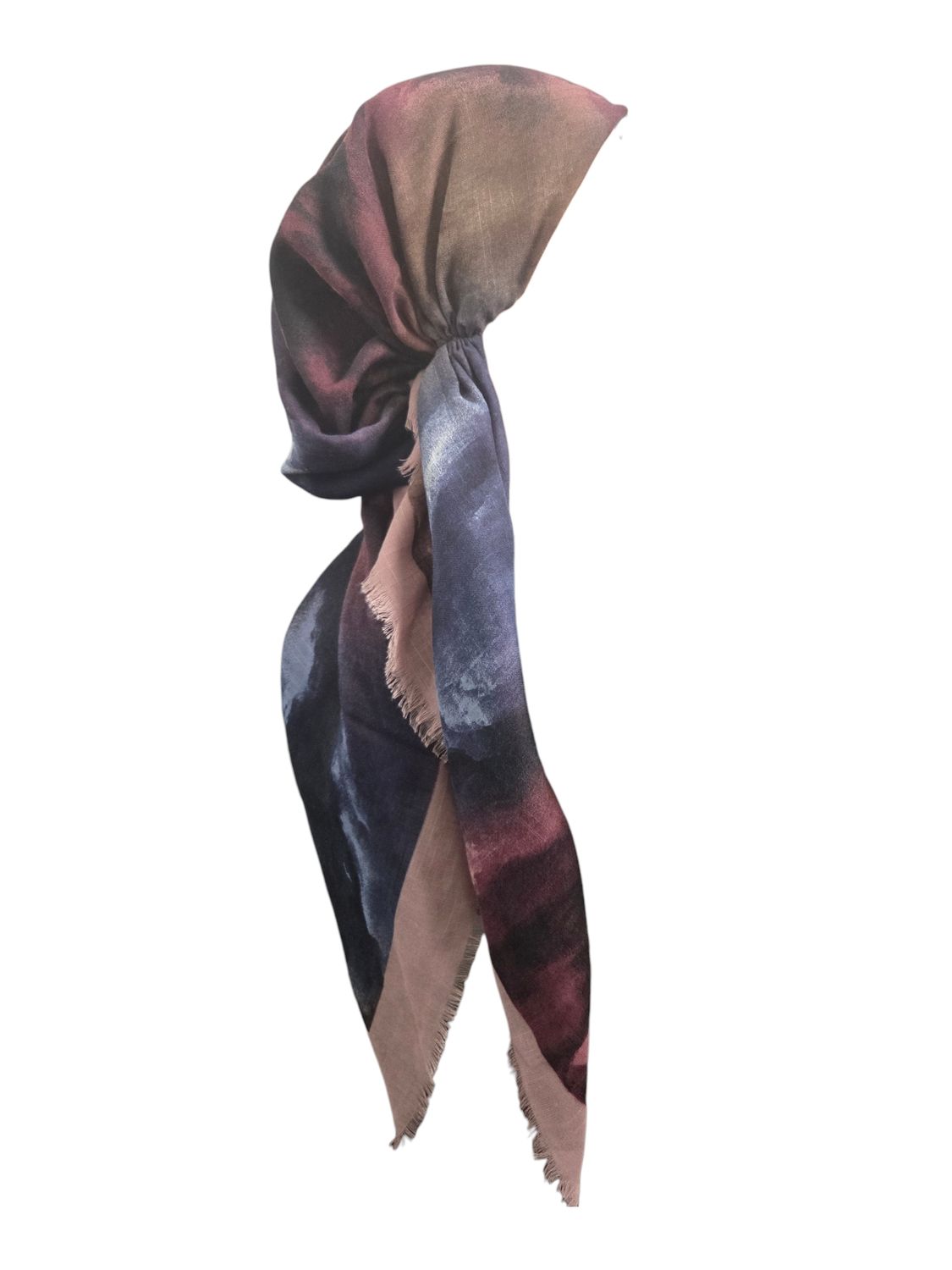 Blush/pink border tie dyed - soft fringes pretied tichel