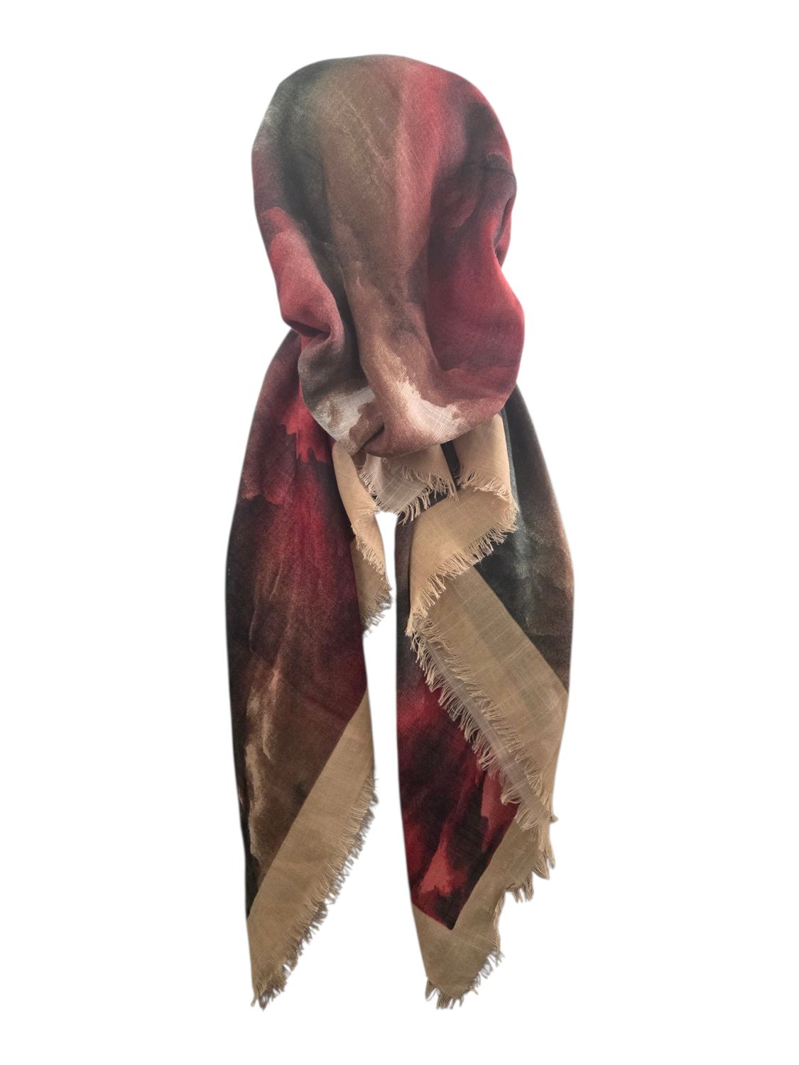 Beige border tie dyed - soft fringes pretied tichel