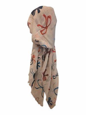 White - bows bright &amp; Summery - soft fringes pretied tichel