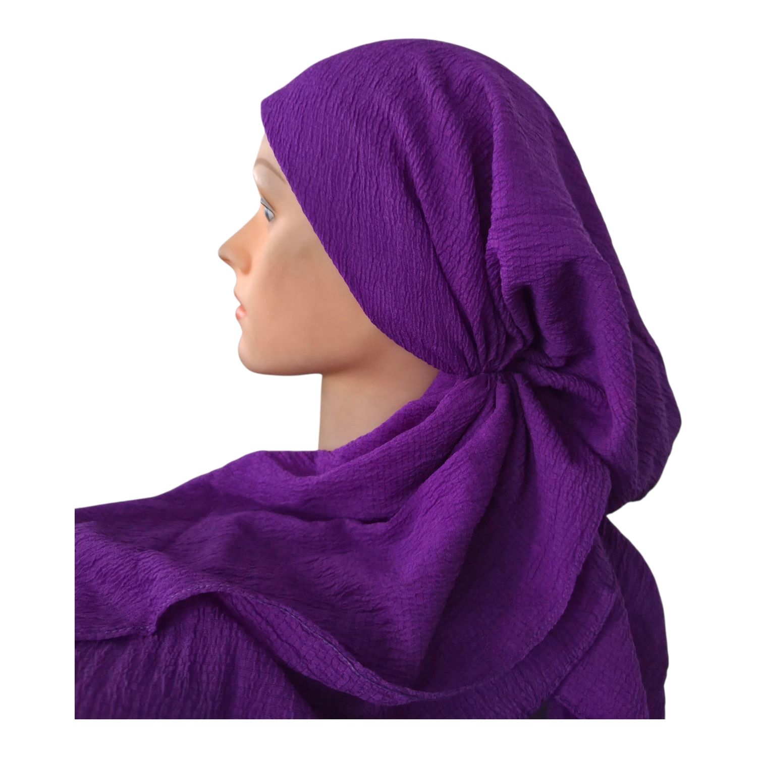 Bright purple textured solid pre-tied tichel