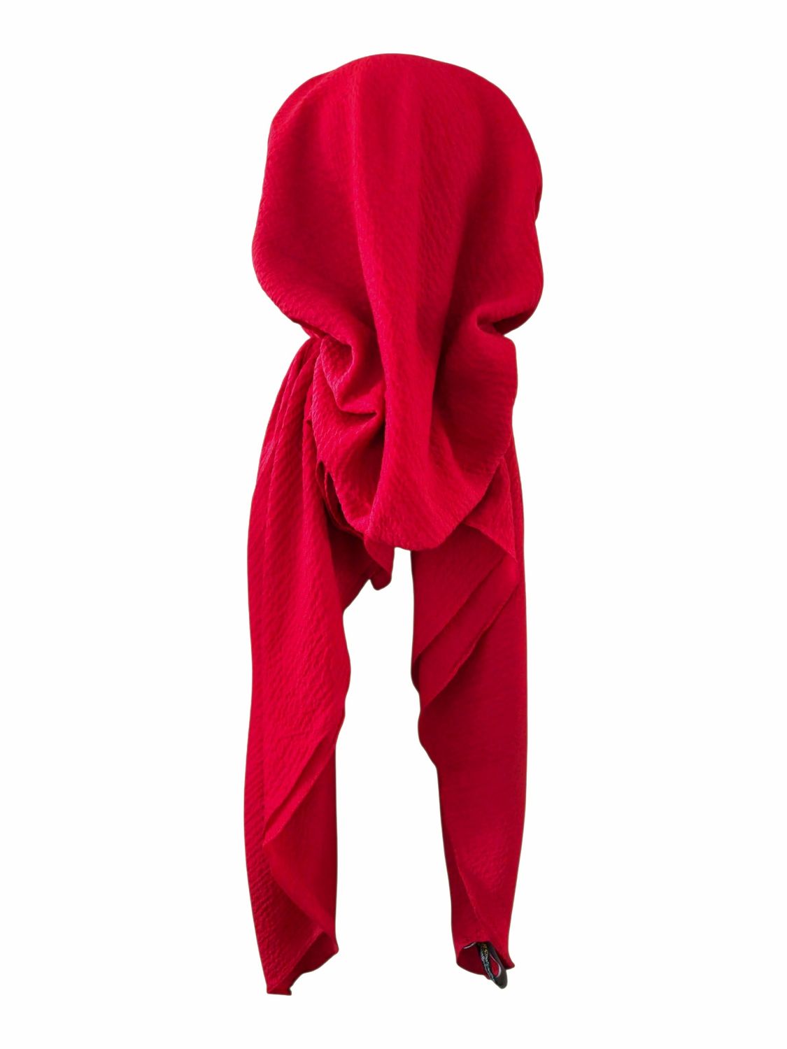 Red textured solid pre-tied tichel