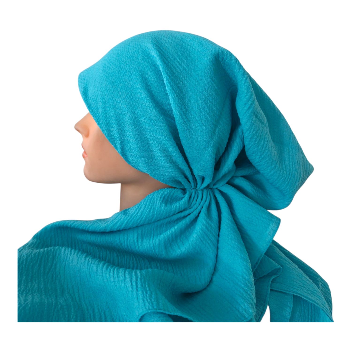 Ocean green textured solid pre-tied tichel
