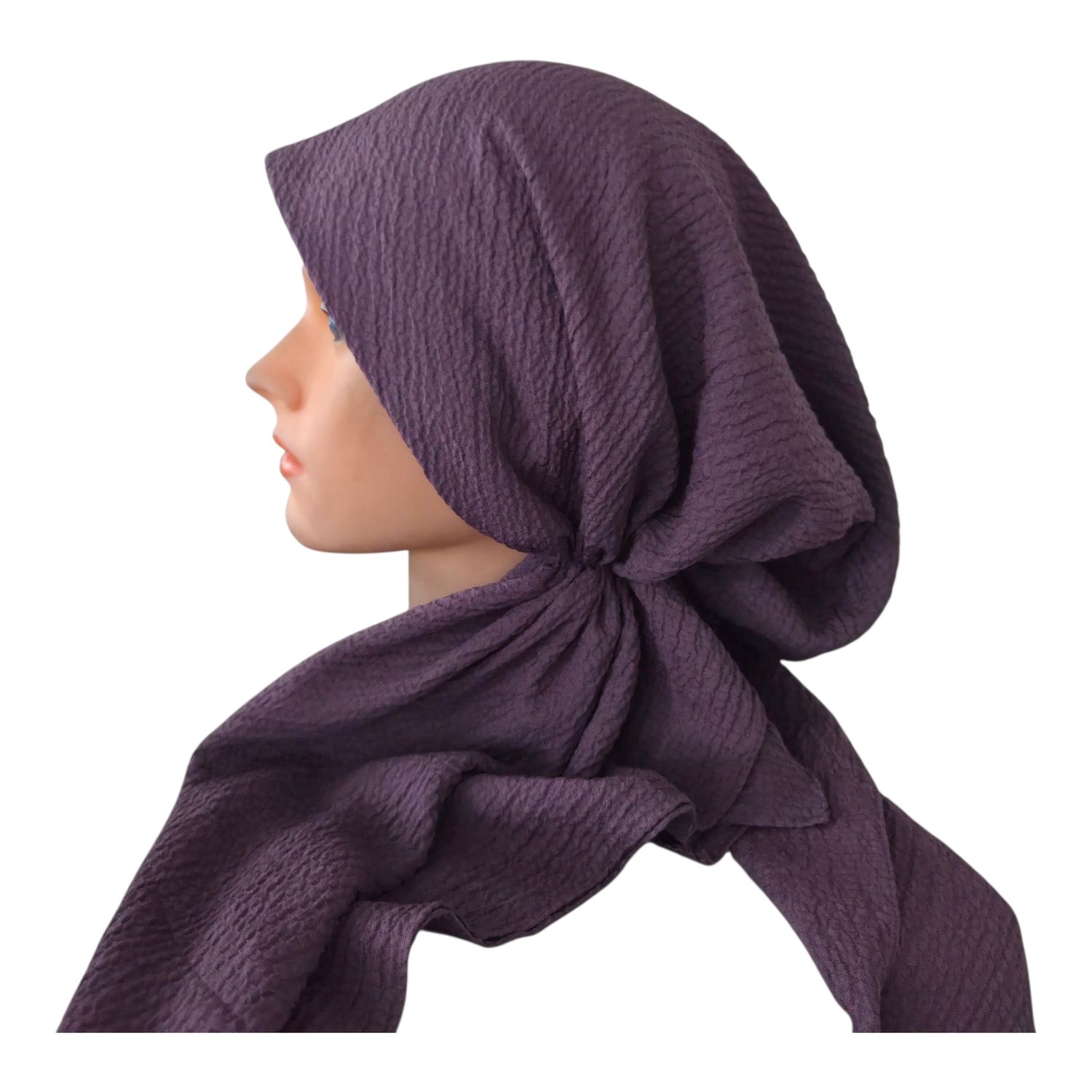 Dusty berry textured solid pre-tied tichel