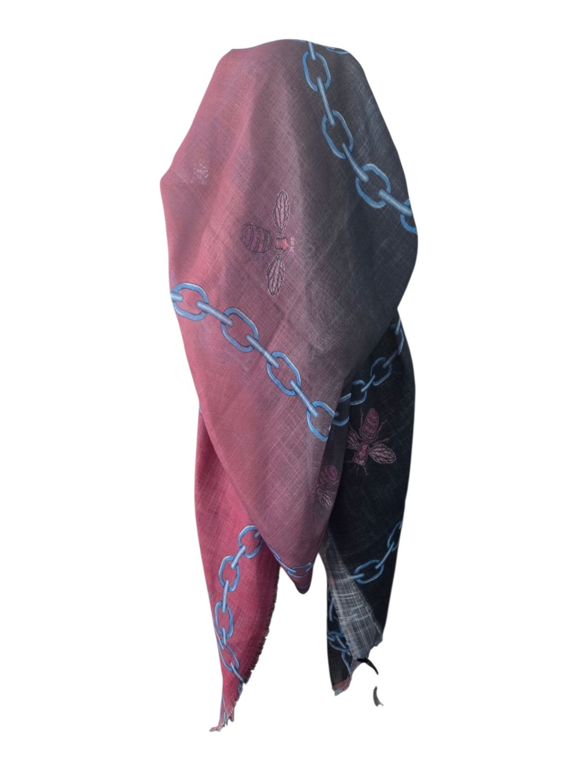 Berry shaded  - long kerchief back - soft fringes pretied tichel (BBS) w/band sewn in