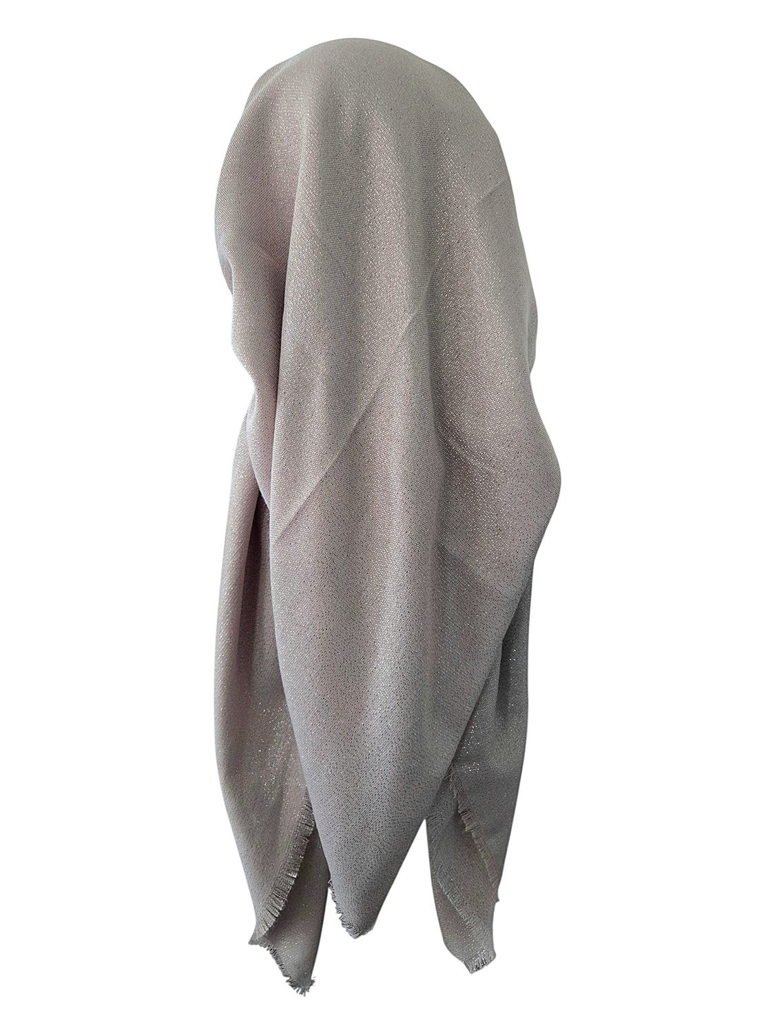 Beige/tan glittery  - long back pre-tied kerchief w/band sewn in  -  soft fringed edges material