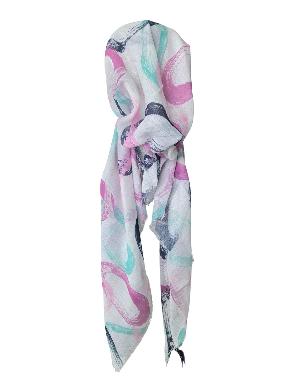 White/pastels  - Summer swirls - soft fringes pretied tichel