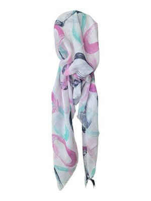 White/pastels  - Summer swirls - soft fringes pretied tichel