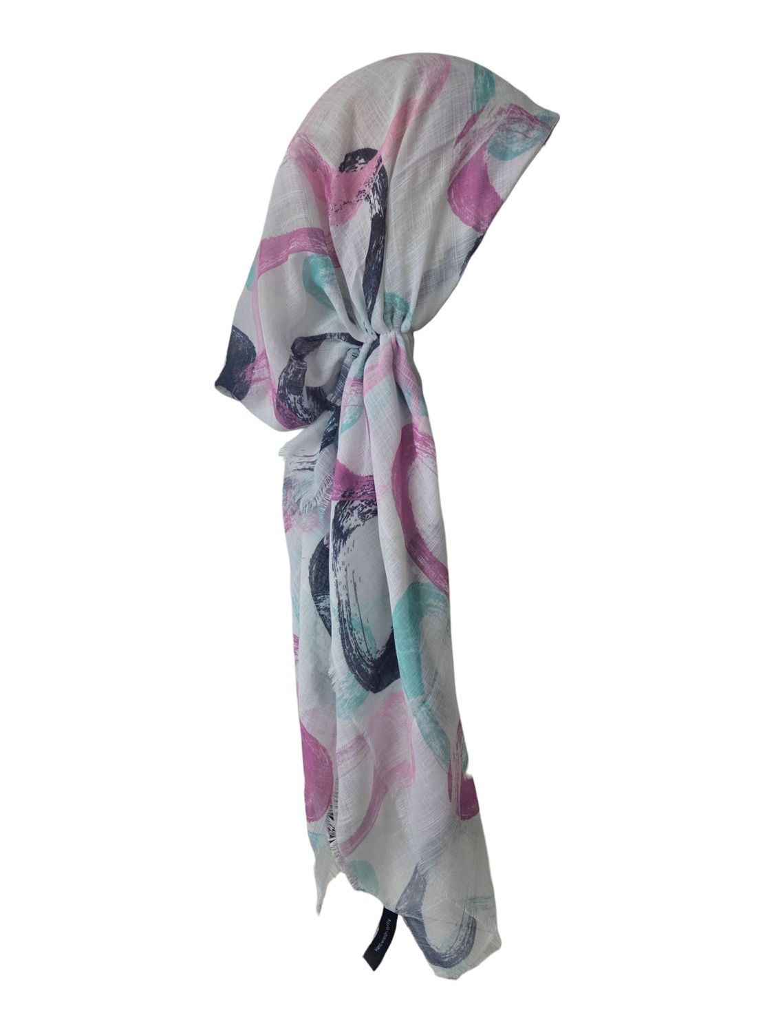 White/pastels  - Summer swirls - soft fringes pretied tichel