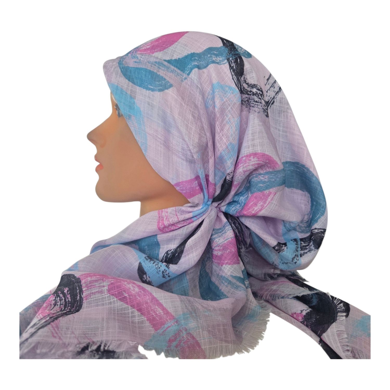 Light dusty pink - Summer swirls - soft fringes pretied tichel