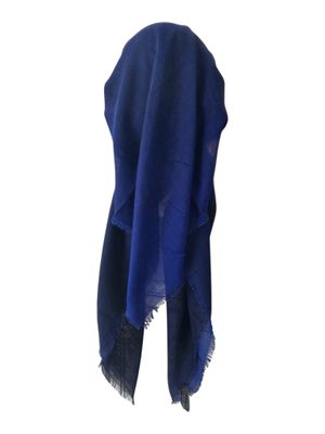Dark blue - Shaded - long kerchief back - soft fringes pretied tichel (BBS) w/band sewn in