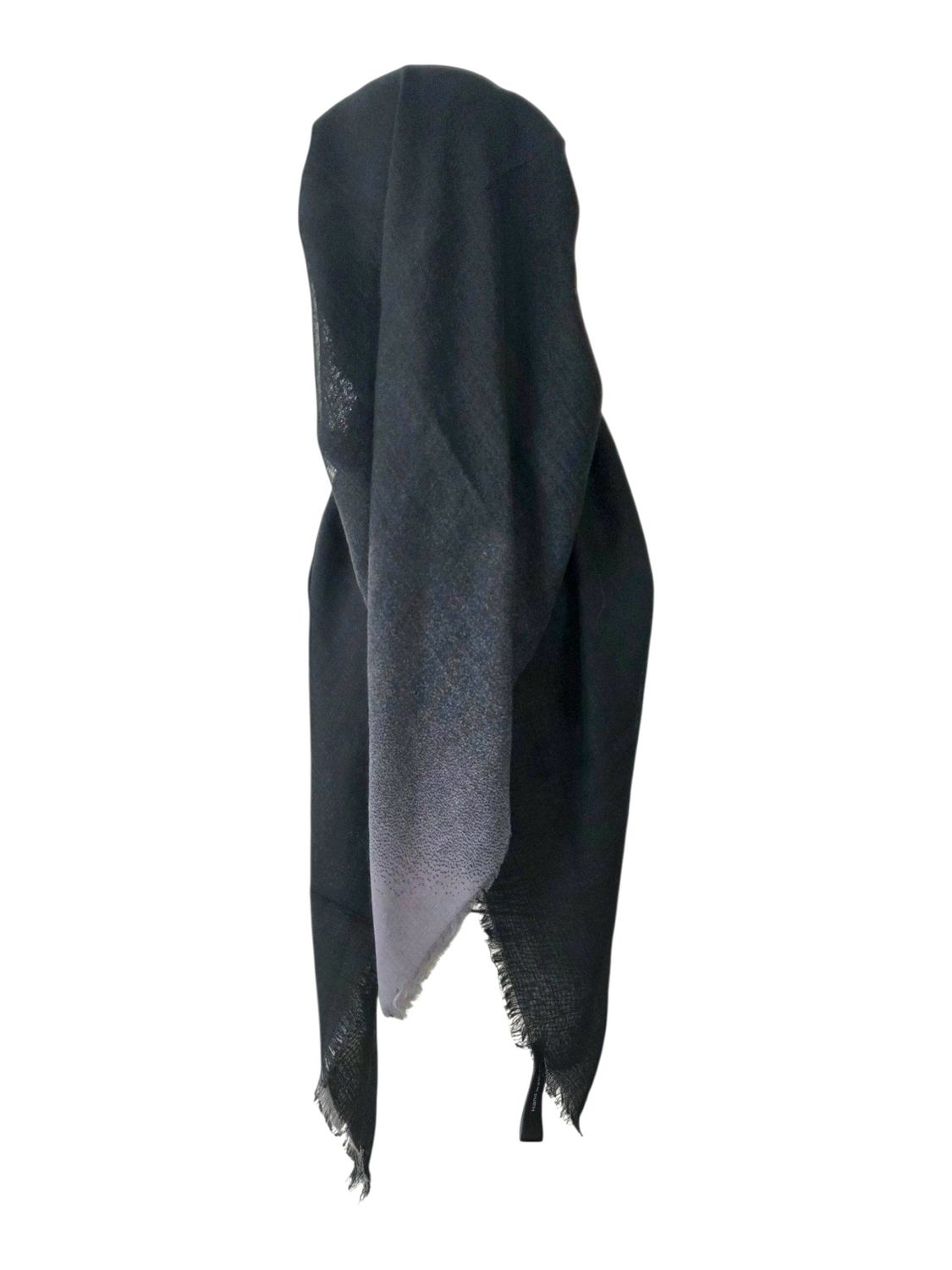 Black - Shaded - long kerchief back - soft fringes pretied tichel (BBS) w/band sewn in
