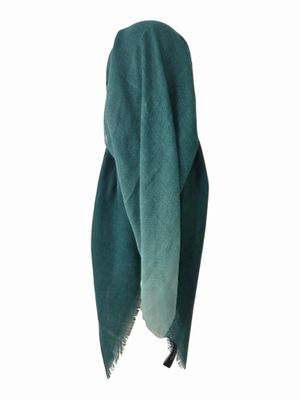 Green - Shaded - long kerchief back - soft fringes pretied tichel (BBS) w/band sewn in