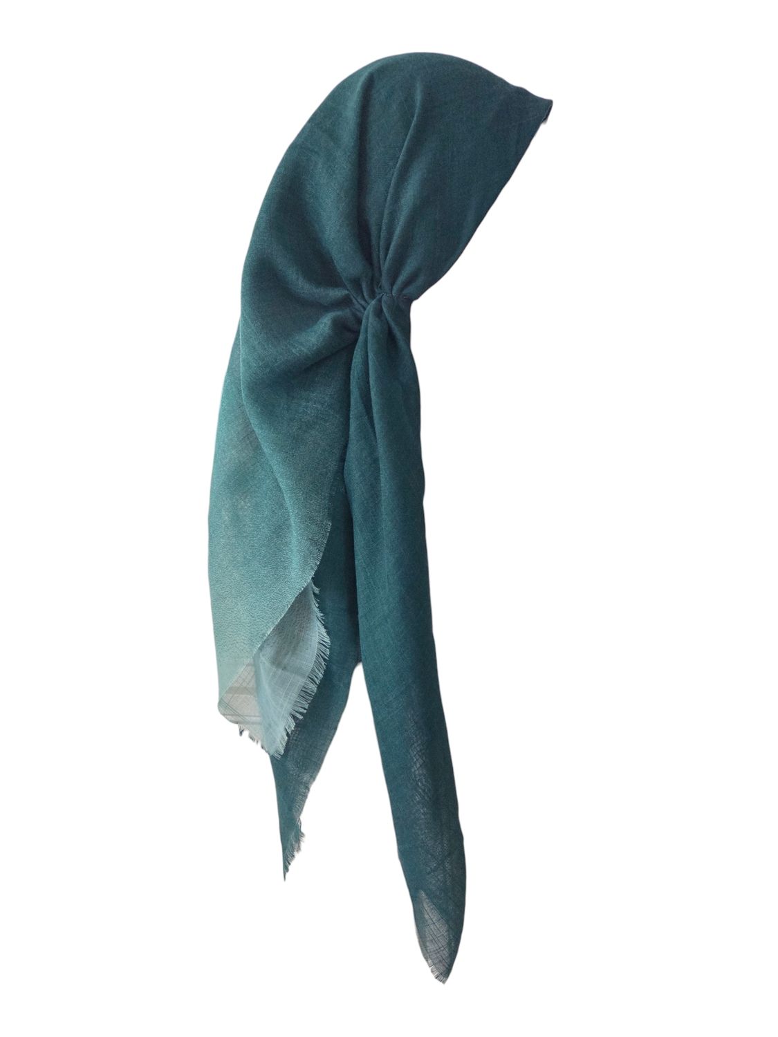 Green - Shaded - long kerchief back - soft fringes pretied tichel (BBS) w/band sewn in