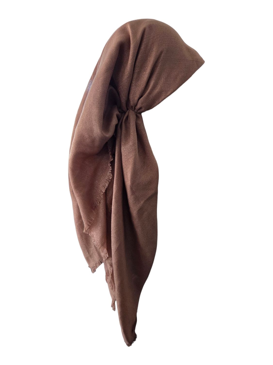 Light brown - Glittery - long kerchief back - soft fringes pretied tichel (BBS) w/band sewn in