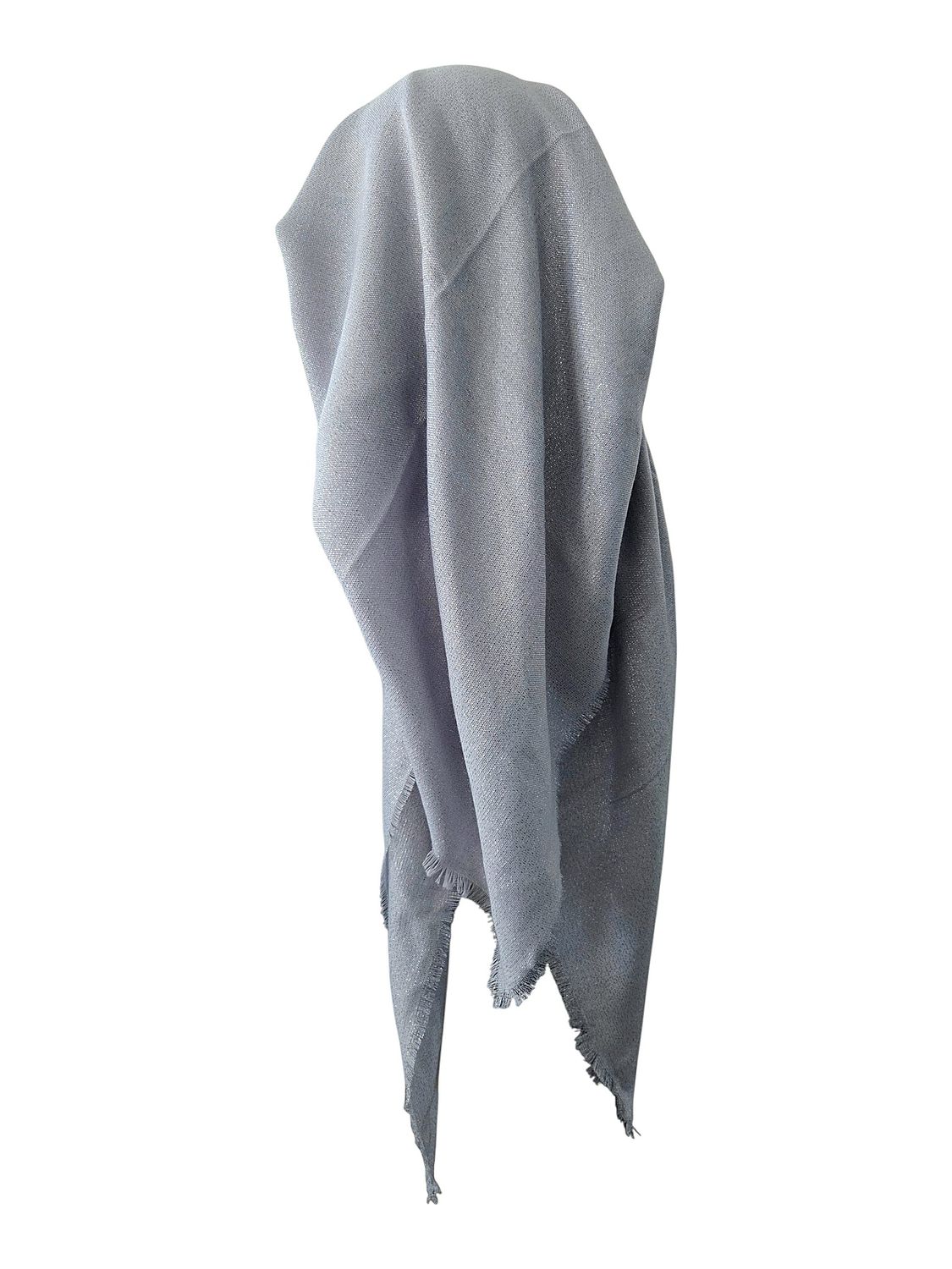 Light silvery gray - Glittery - long kerchief back - soft fringes pretied tichel (BBS) w/band sewn in