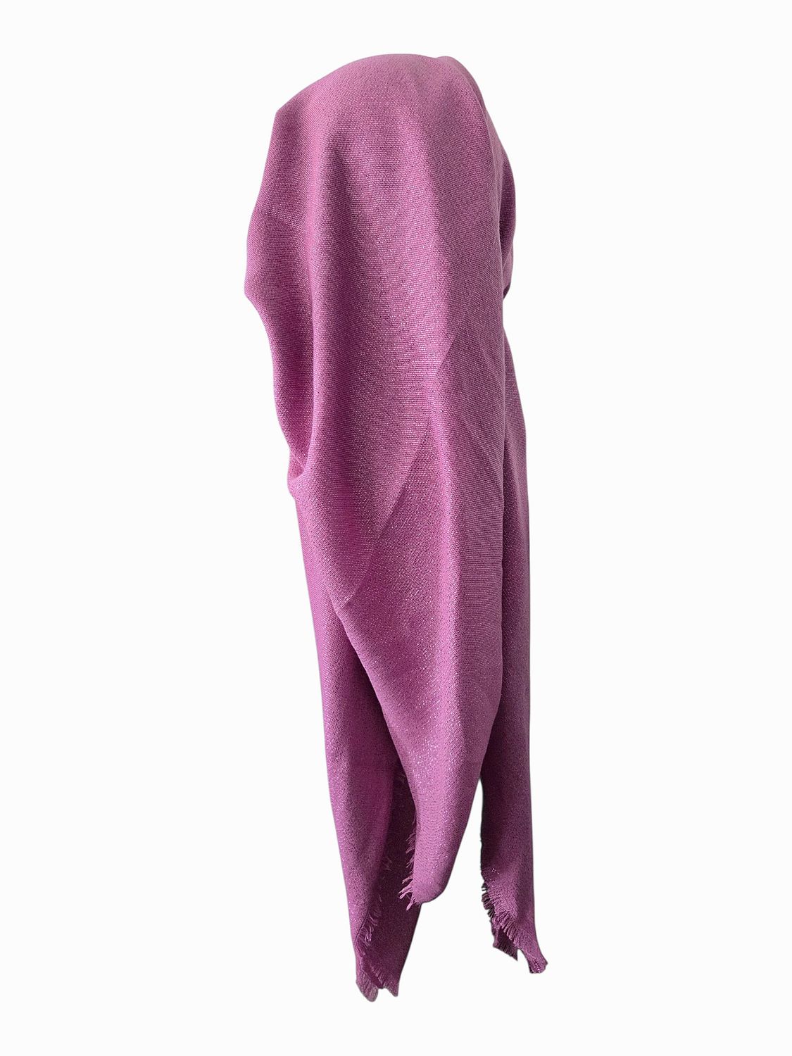 Raspberry - Glittery - long kerchief back - soft fringes pretied tichel (BBS) w/band sewn in