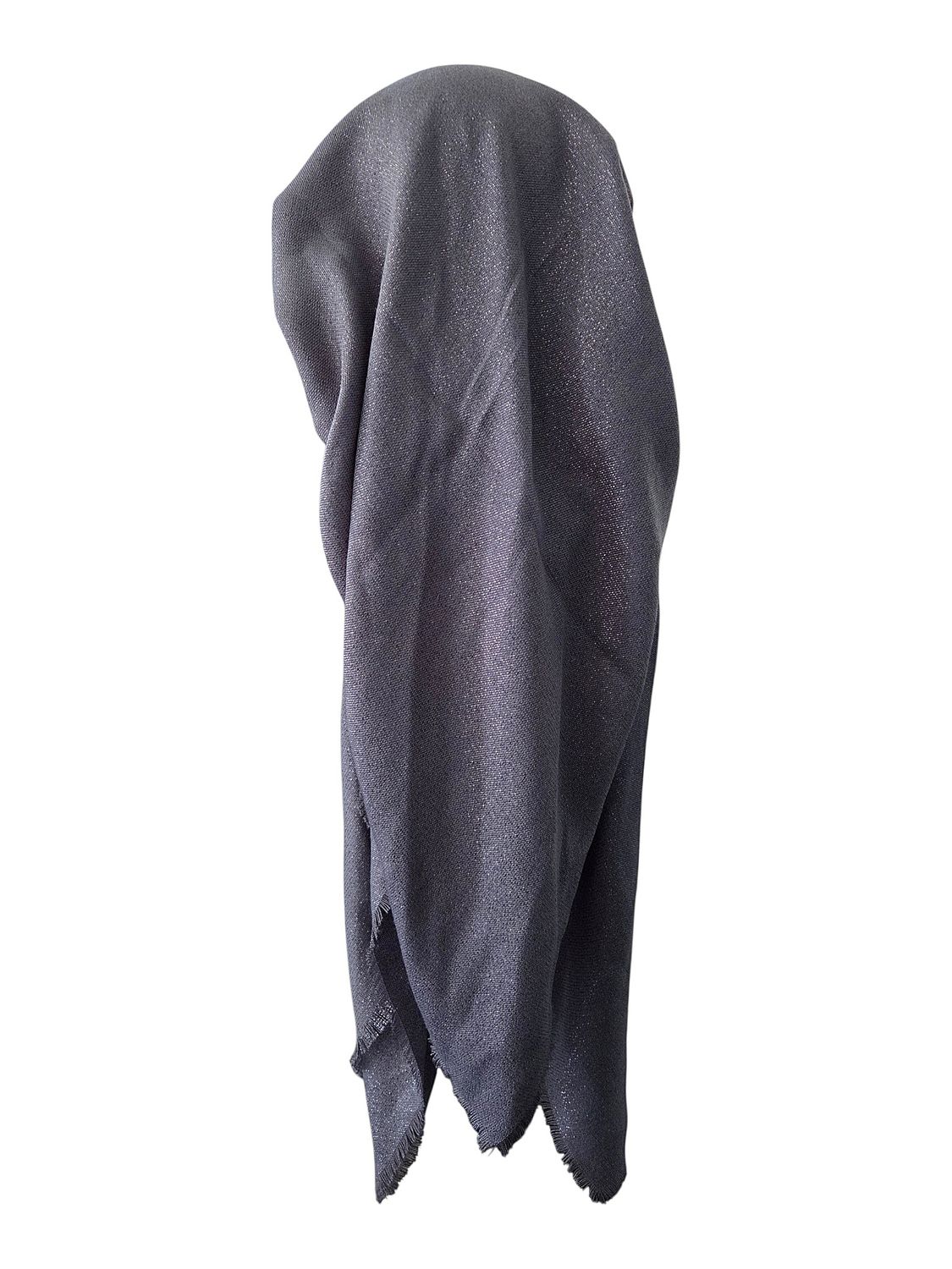 Dark gray - Glittery - long kerchief back - soft fringes pretied tichel (BBS) w/band sewn in