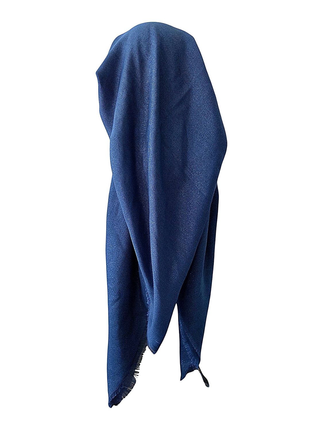 Slate blue - Glittery - long kerchief back - soft fringes pretied tichel (BBS) w/band sewn in