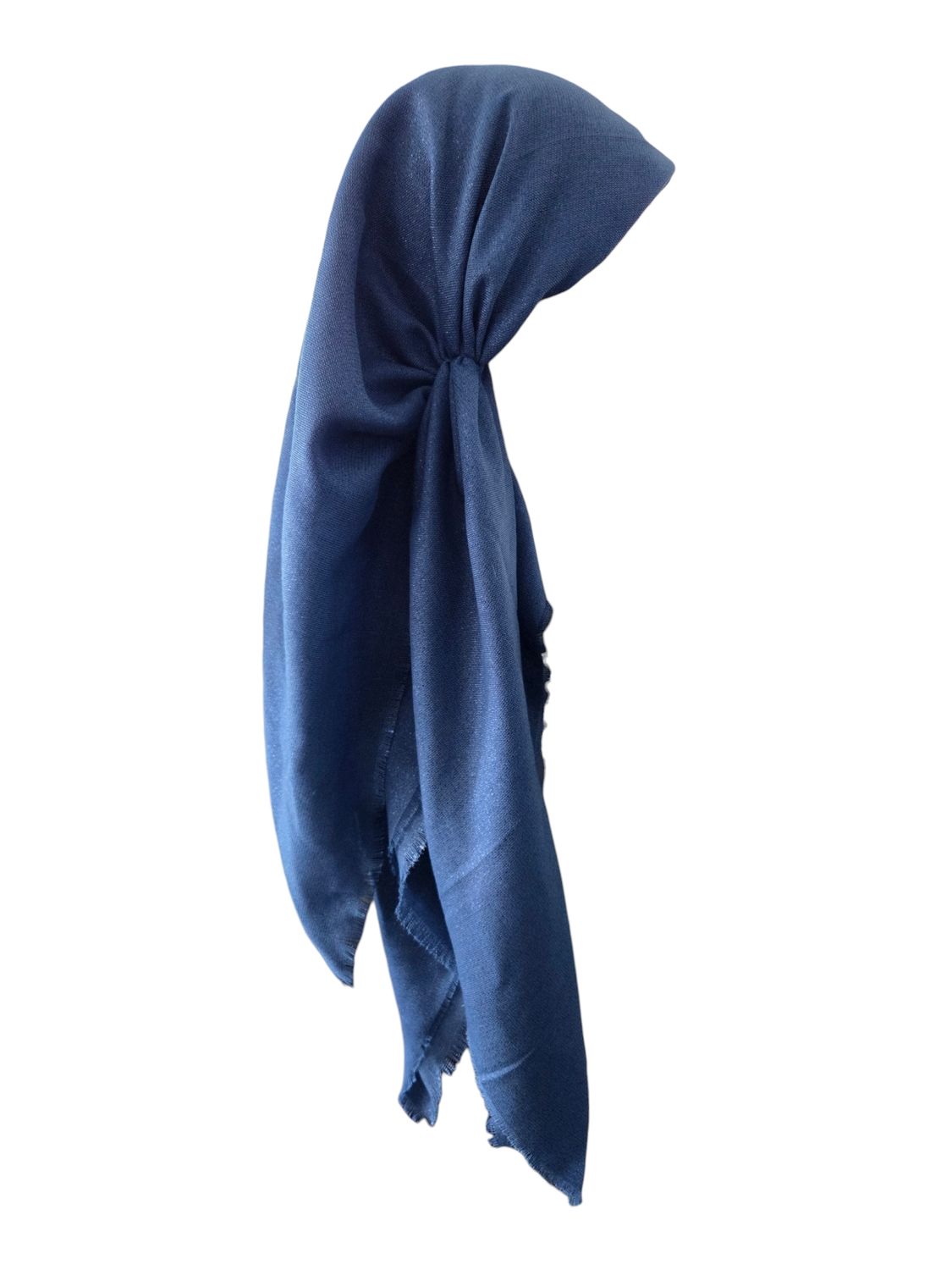 Slate blue - Glittery - long kerchief back - soft fringes pretied tichel (BBS) w/band sewn in
