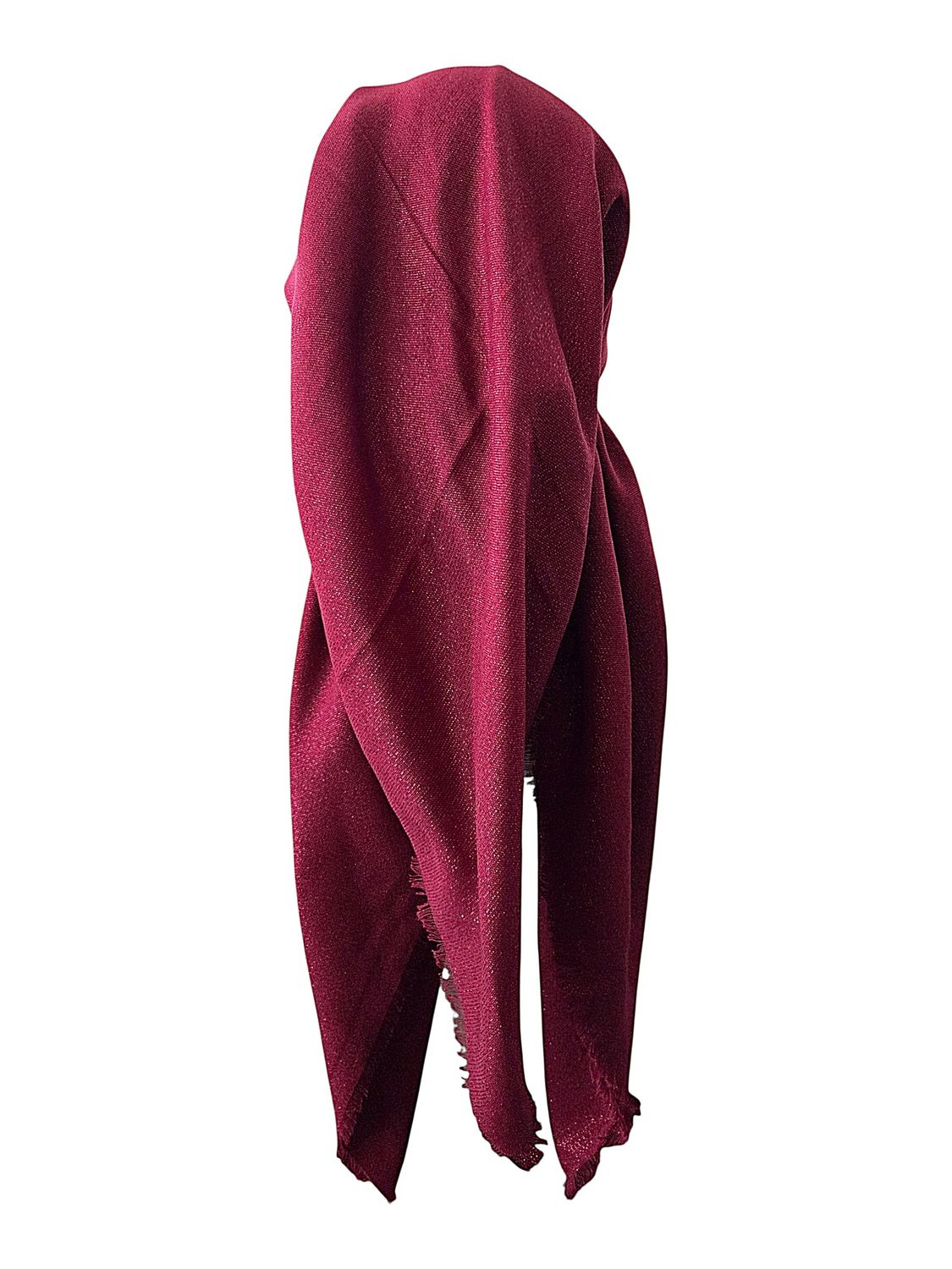 Maroon - Glittery - long kerchief back - soft fringes pretied tichel (BBS) w/band sewn in