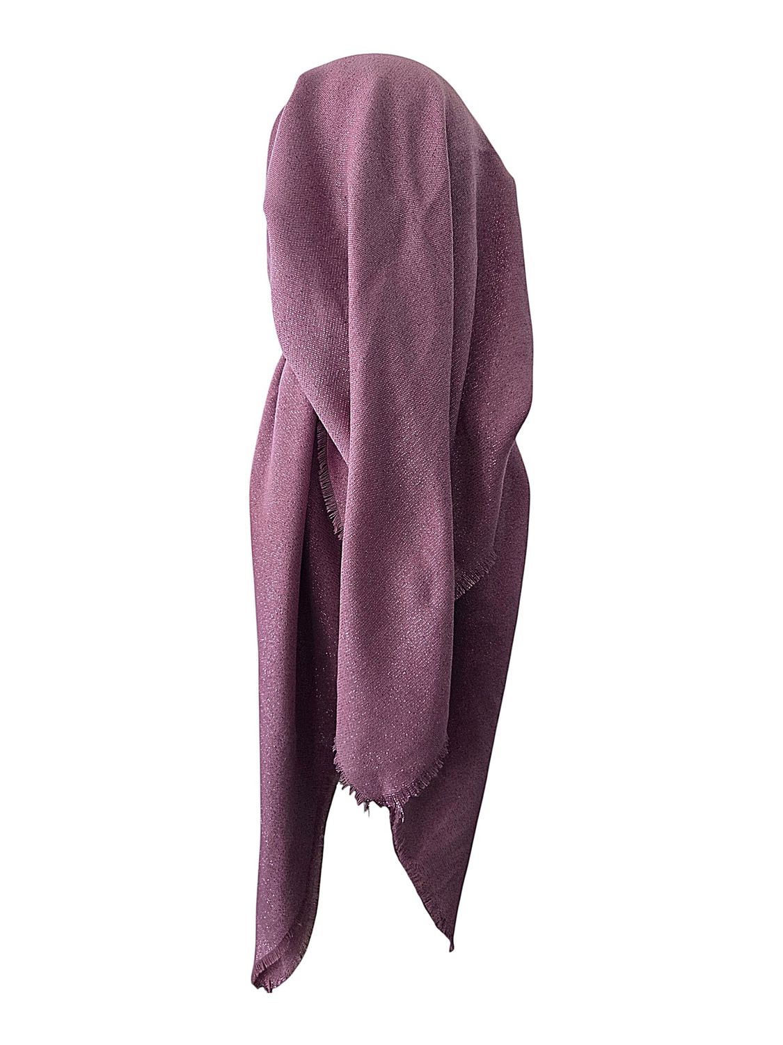 Mauve/berry - Glittery - long kerchief back - soft fringes pretied tichel (BBS) w/band sewn in