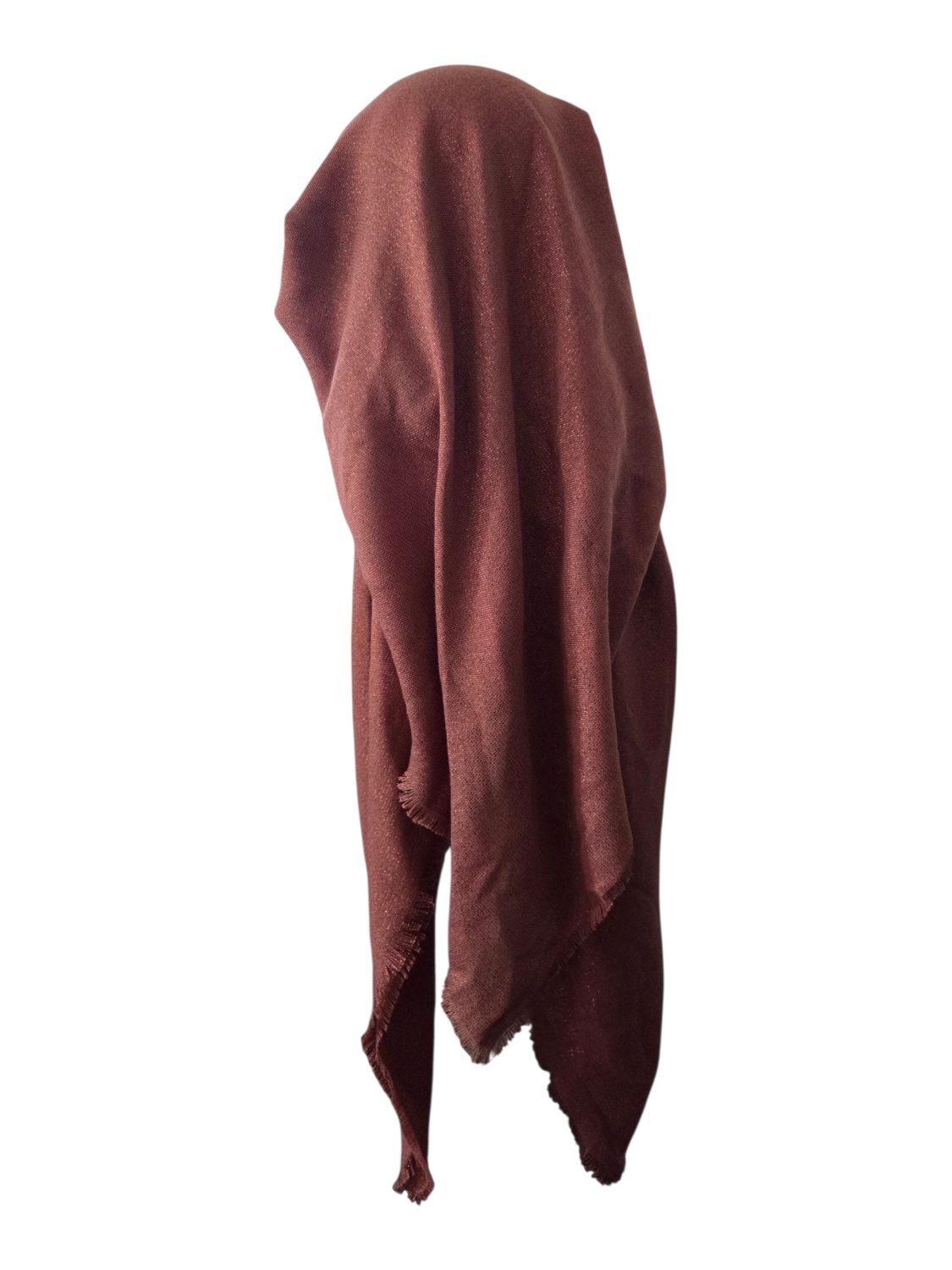 Coppery brown - Glittery - long kerchief back - soft fringes pretied tichel (BBS) w/band sewn in