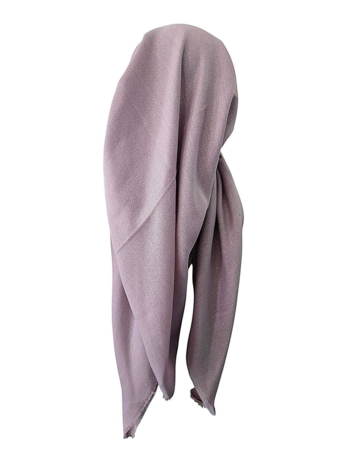 Blush/dusty light pink- Glittery - long kerchief back - soft fringes pretied tichel (BBS) w/band sewn in