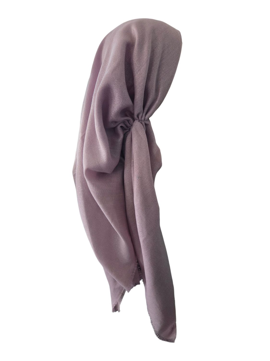 Blush/dusty light pink- Glittery - long kerchief back - soft fringes pretied tichel (BBS) w/band sewn in