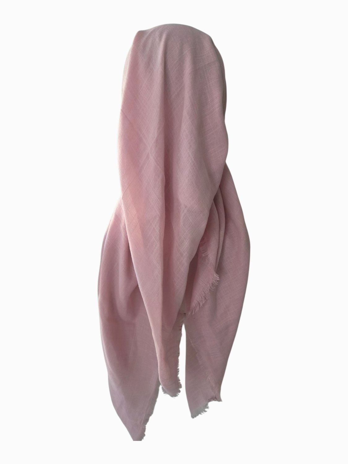 Light pink/blush - long kerchief back - soft fringes pretied tichel (BBS) w/band sewn in