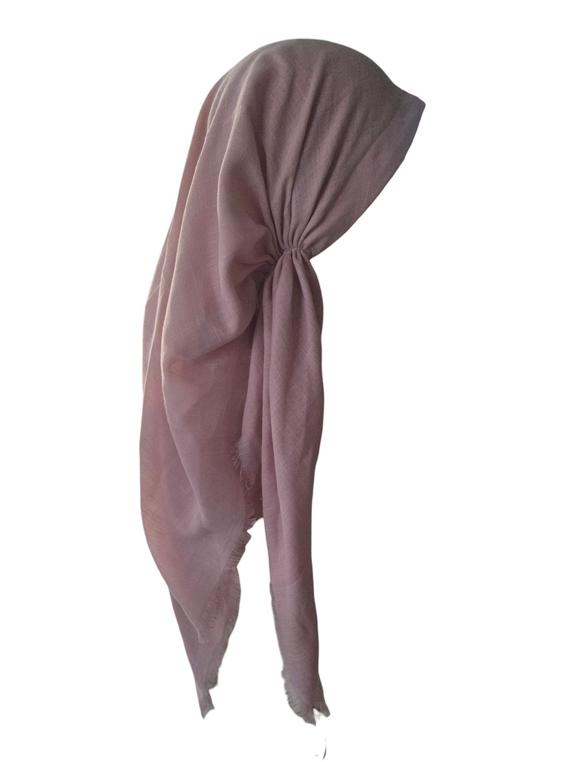 Light pink/blush - long kerchief back - soft fringes pretied tichel (BBS) w/band sewn in