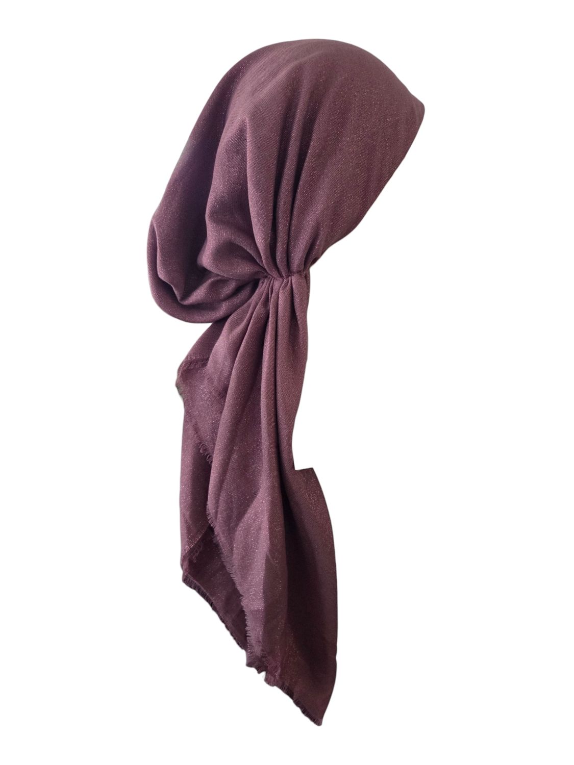 Mauve/berry shimmer  - soft fringes pretied tichel