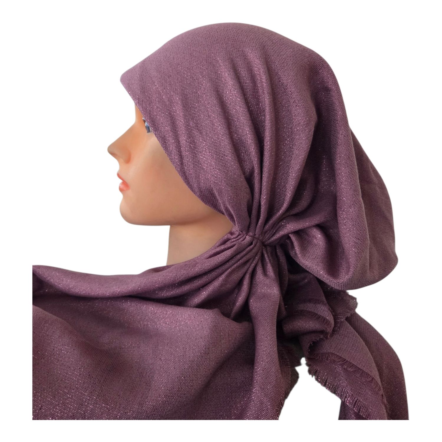 Mauve/berry shimmer  - soft fringes pretied tichel