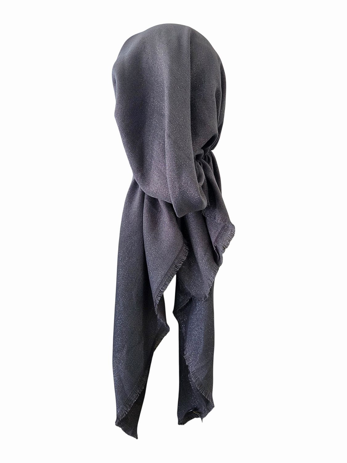 Dark gray shimmer  - soft fringes pretied tichel