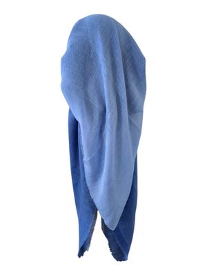 Light blue - Shaded - long kerchief back - soft fringes pretied tichel (BBS) w/band sewn in