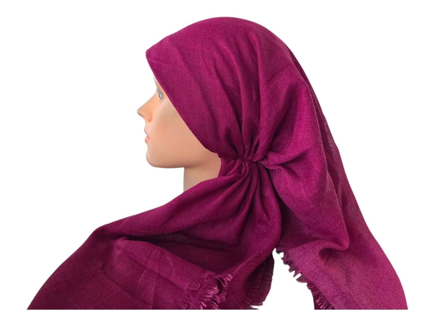 Berry - Shaded - long kerchief back - soft fringes pretied tichel (BBS) w/band sewn in